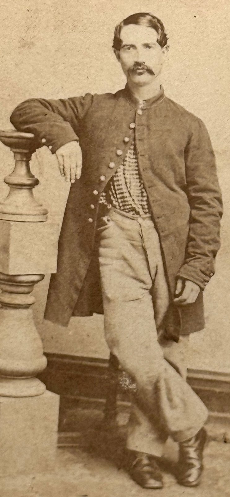 Civil War CDV of a Soldier Wearing a Plaid Shirt.
