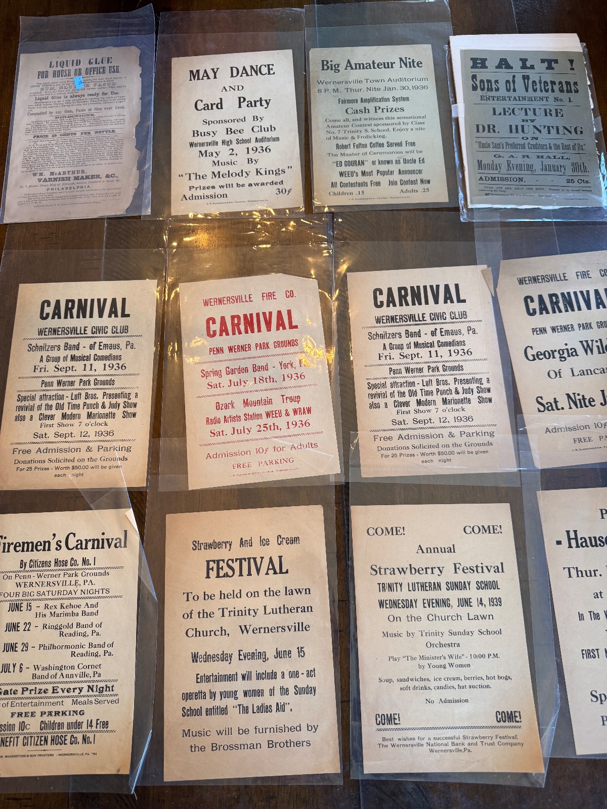 Dozen 1930’s Penny Handbills