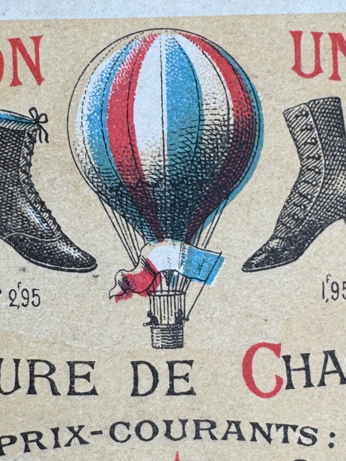 Rare French Baloon-themed Trade Card for Shoe Maker