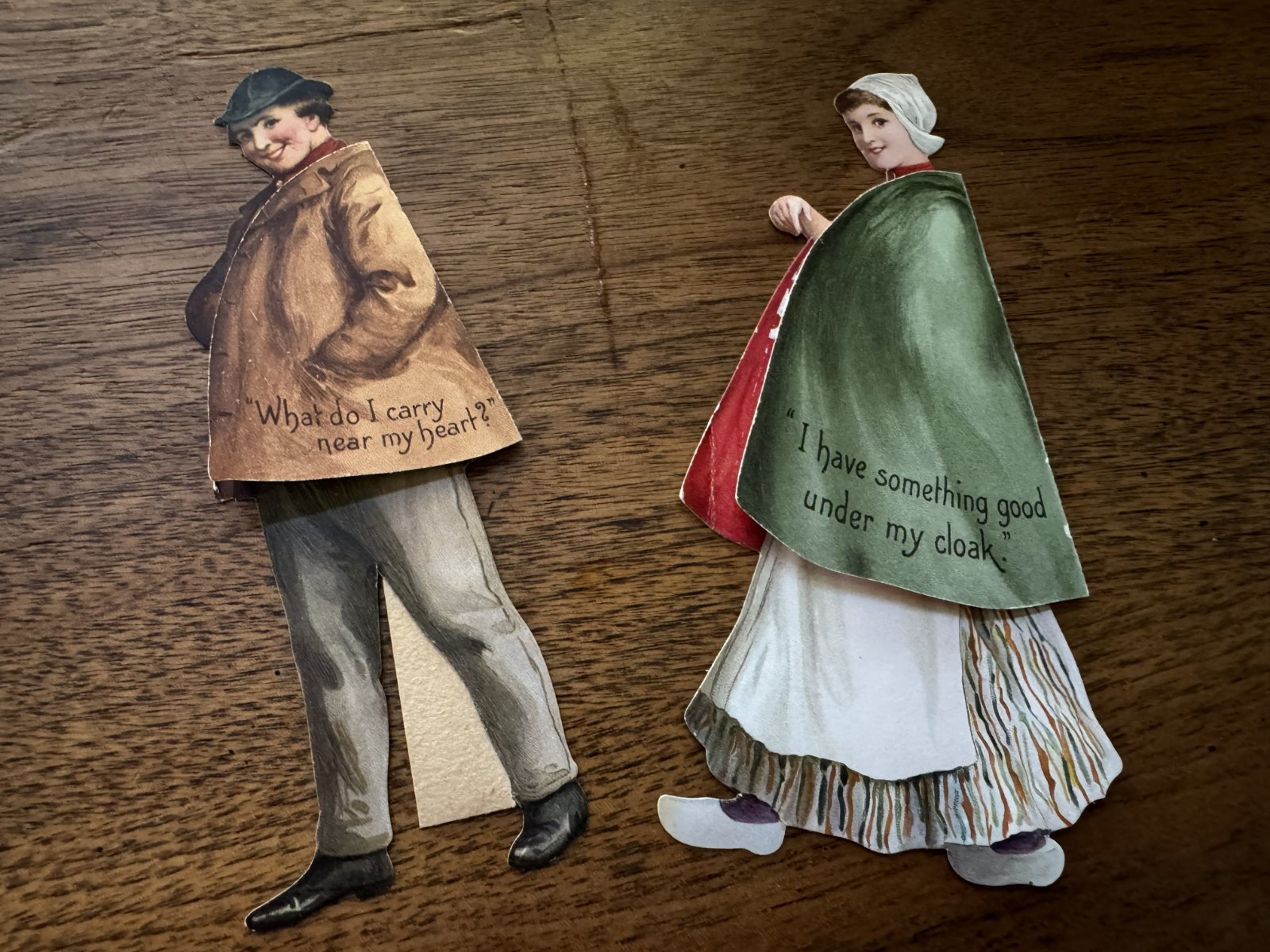 Van Houten's Cocoa Stand & Reveal Diecut Trade Cards - Pair