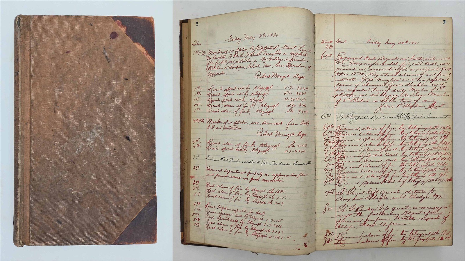 1931 antique FDNY FIRE DEPARTMENT LEDGER brooklyn ny ENGINE 211 500pg FIRE COMPANY JOURNAL LOGBOOK